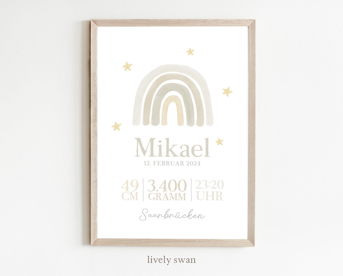 Geburtsposter, Regenbogen, personalisiert, Geburtstafel, Geschenk Geburt, Rosa
