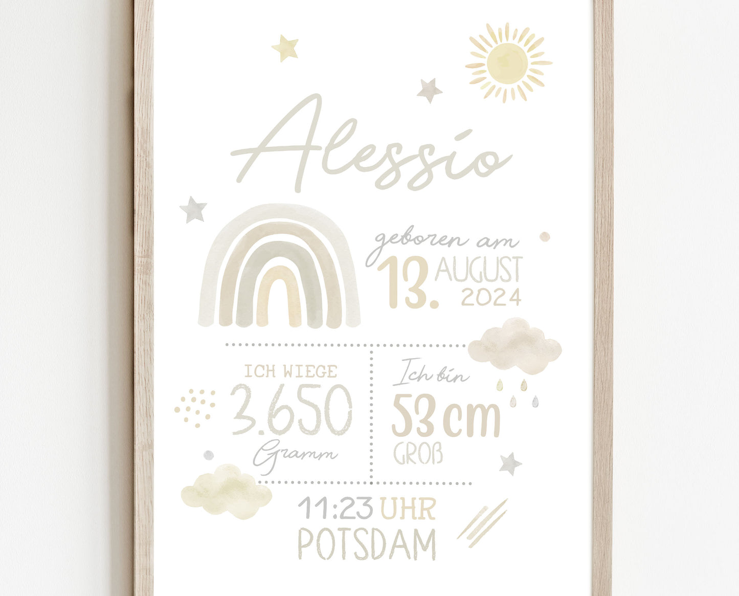Geburtsposter, Regenbogen, personalisiert, Geburtstafel, Geschenk Geburt