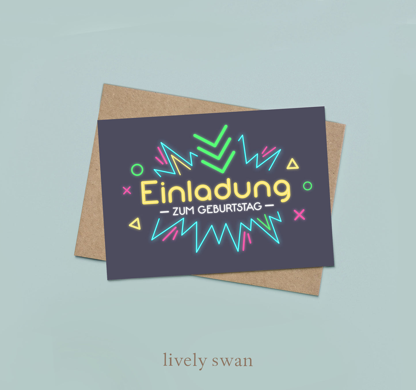 Einladungskarten Kindergeburtstag-Neon-DIN A6-Naturpapier