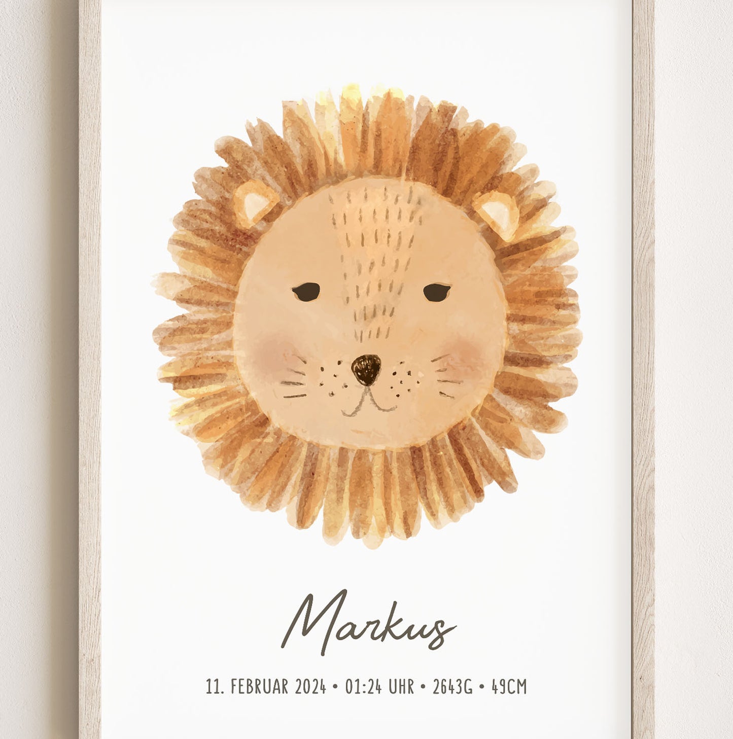 Geburtsposter, personalisiert, Löwe, Geburtstafel, Geschenk Geburt