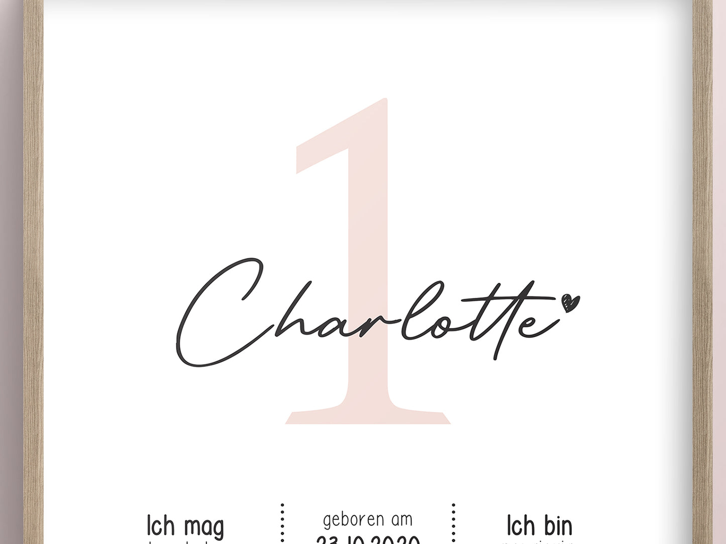 Meilensteintafel zum 1. Geburtstag, personalisiert, Zahl, Geburtstagsposter