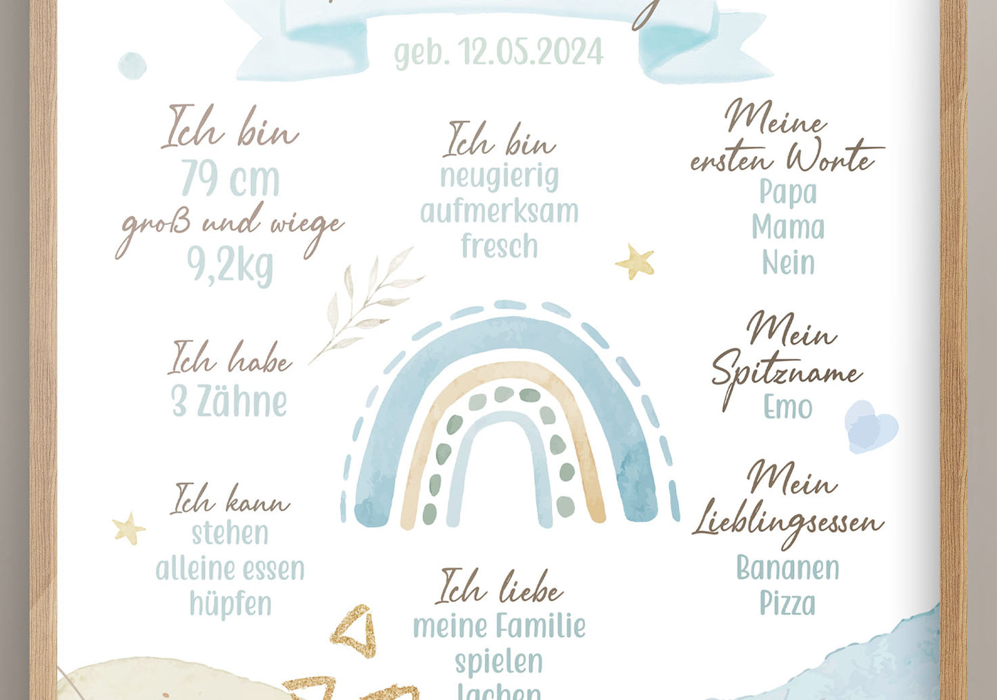 Meilensteintafel zum 1. Geburtstag, personalisiert, Regenbogen, Boho, Geburtstagsposter 2