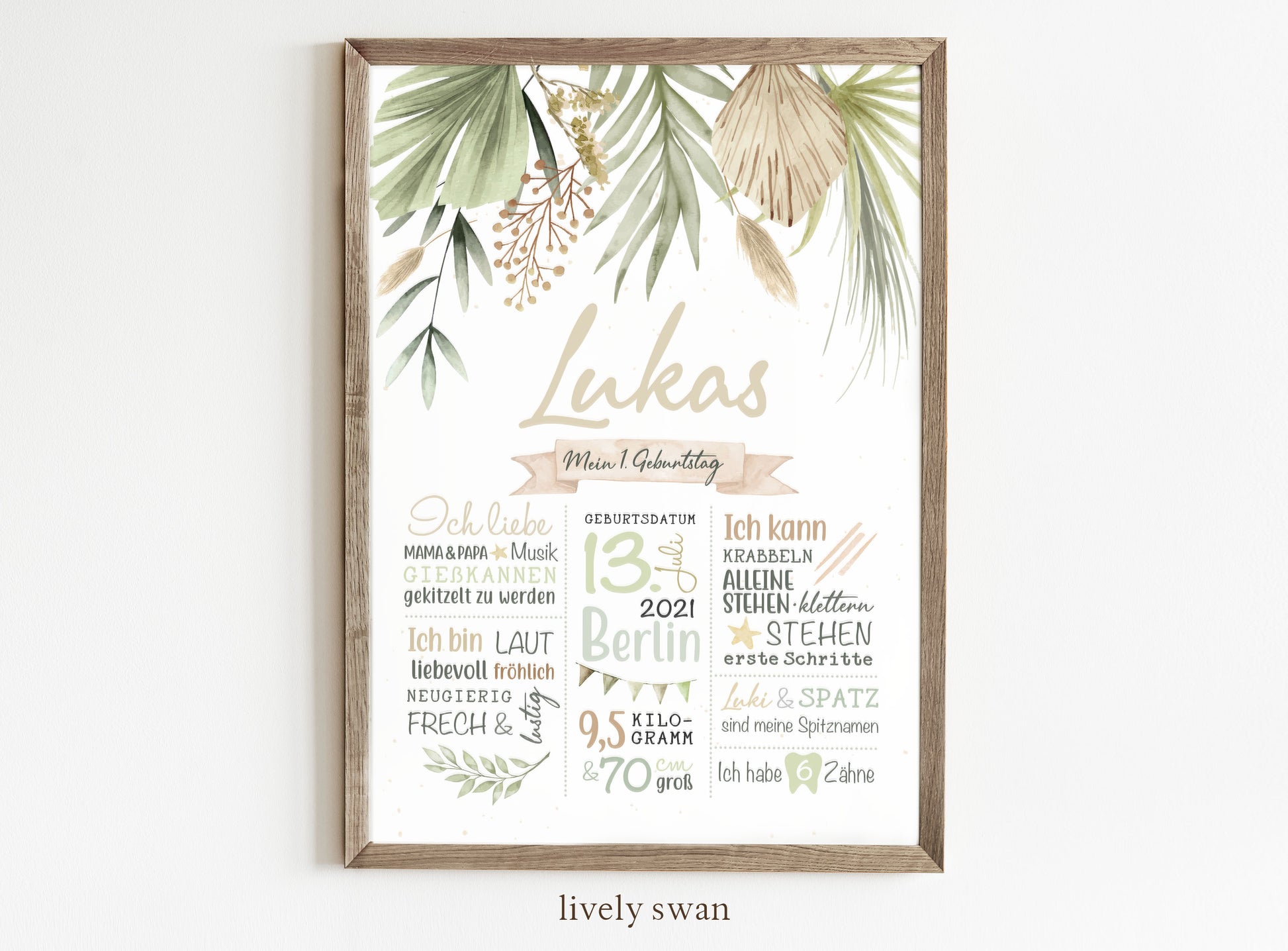 Meilensteintafel zum 1. Geburtstag, personalisiert, Safari, Geburtstagsposter, Wild one 2