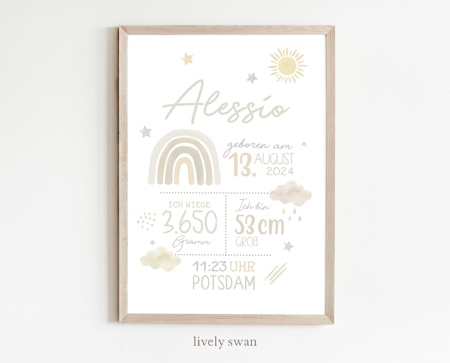 Geburtsposter, Regenbogen, personalisiert, Geburtstafel, Geschenk Geburt