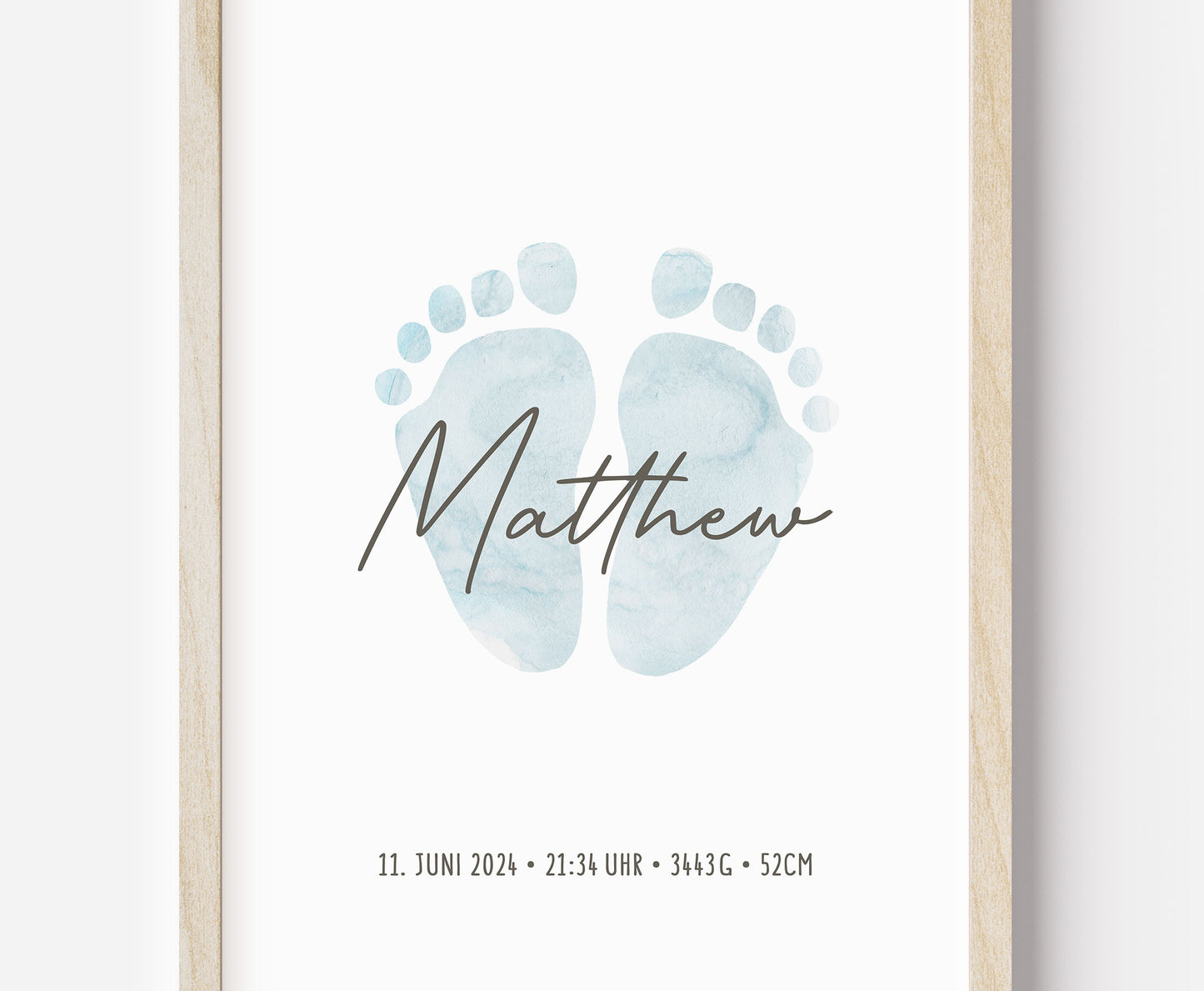 Geburtsposter, Fußabdruck, personalisiert, Geburtstafel, Geschenk Geburt, Rosa