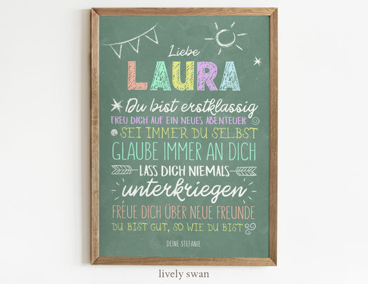 Personalisiertes Geschenk zum Schulanfang, Poster mit Sprüchen für's Schulkind 6