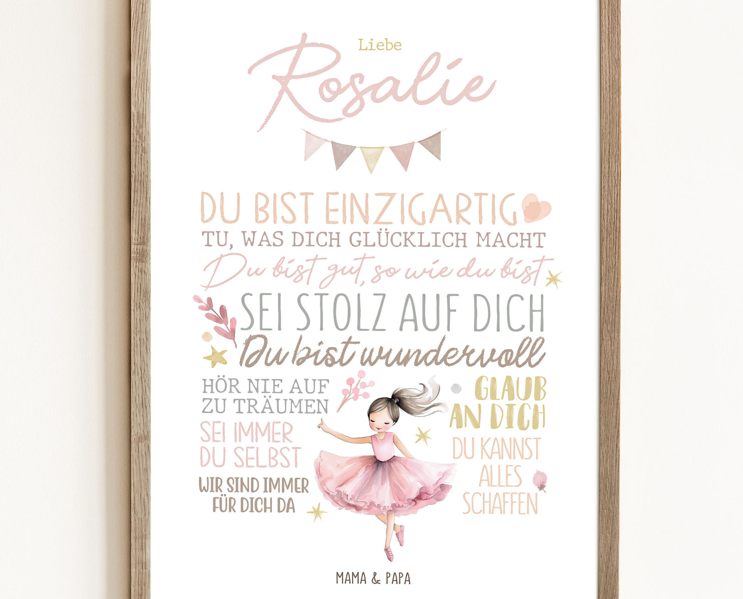 Personalisiertes Geschenk zum Schulanfang, Ballerina, Poster mit Sprüchen für's Schulkind