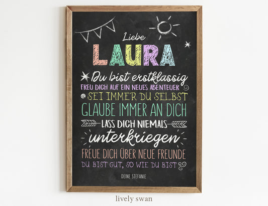 Personalisiertes Geschenk zum Schulanfang, Poster mit Sprüchen für's Schulkind 5