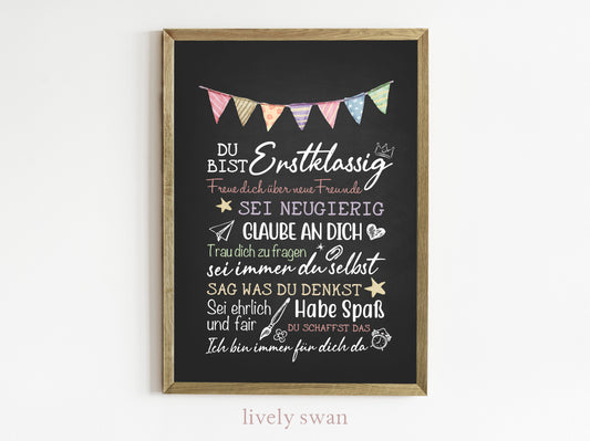 Personalisiertes Geschenk zum Schulanfang, Kreidedesign, Poster mit Sprüchen für's Schulkind 11