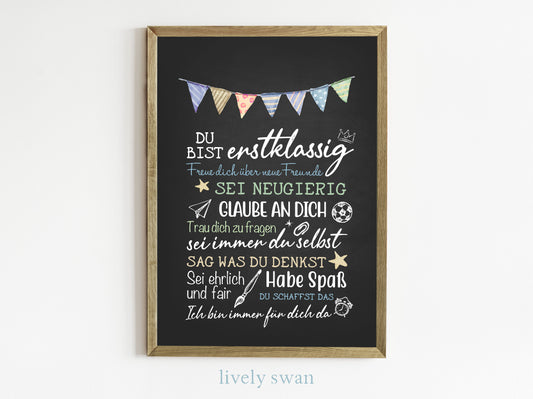 Personalisiertes Geschenk zum Schulanfang, Kreidedesign, Poster mit Sprüchen für's Schulkind 11