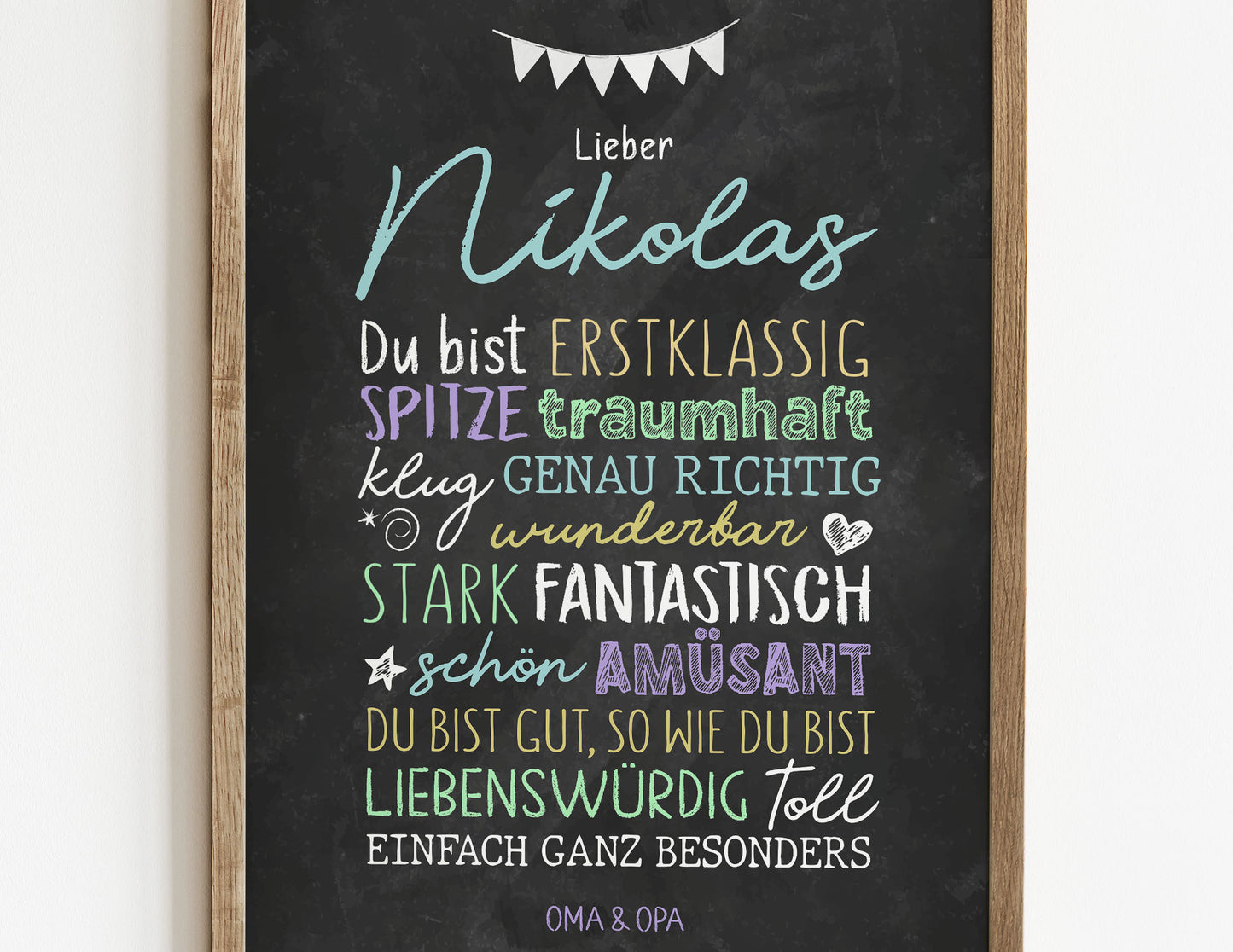 Personalisiertes Geschenk zum Schulanfang, Kreidedesign, Poster mit Sprüchen für's Schulkind