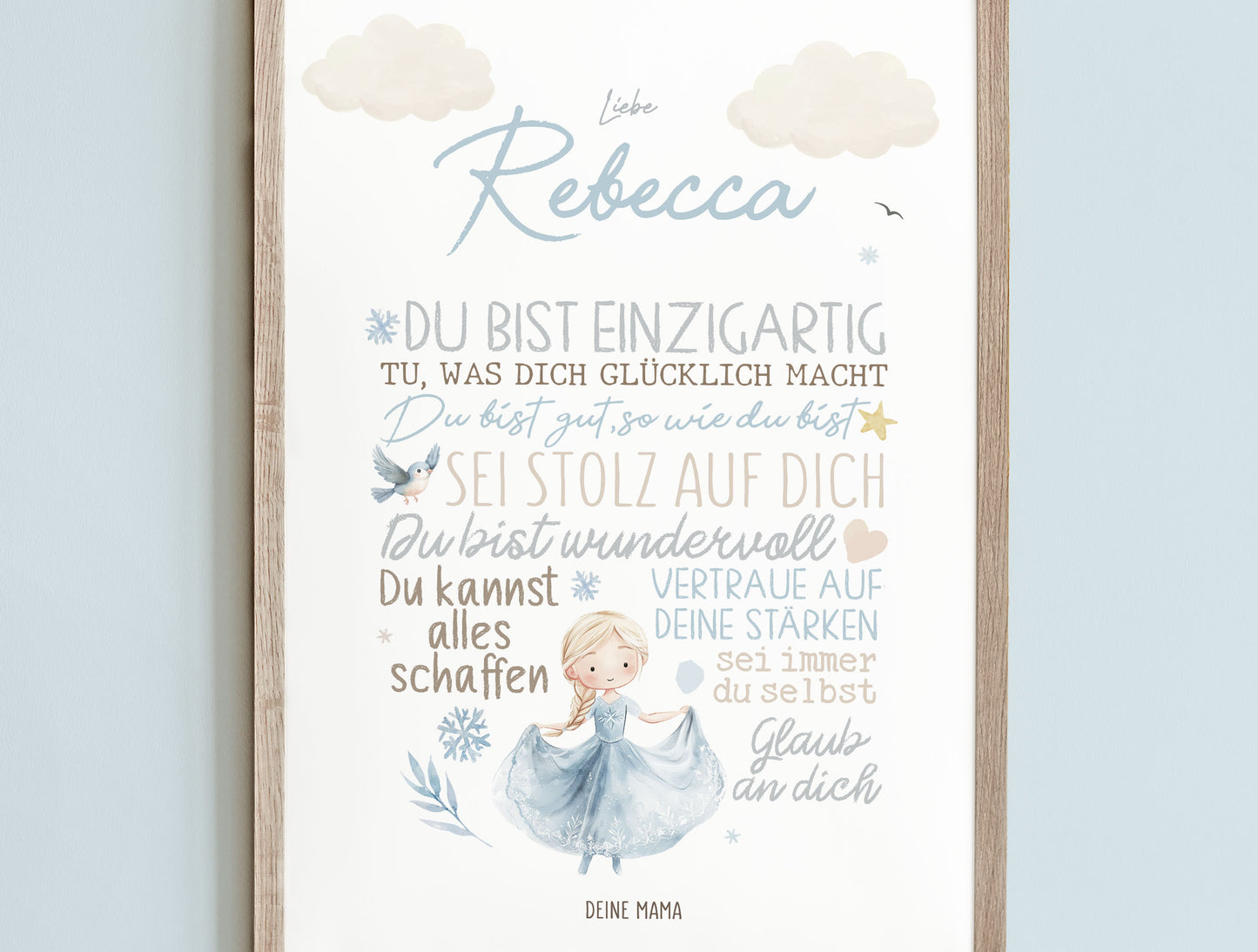 Personalisiertes Geschenk zum Schulanfang, Schneekönigin, Poster mit Sprüchen für's Schulkind