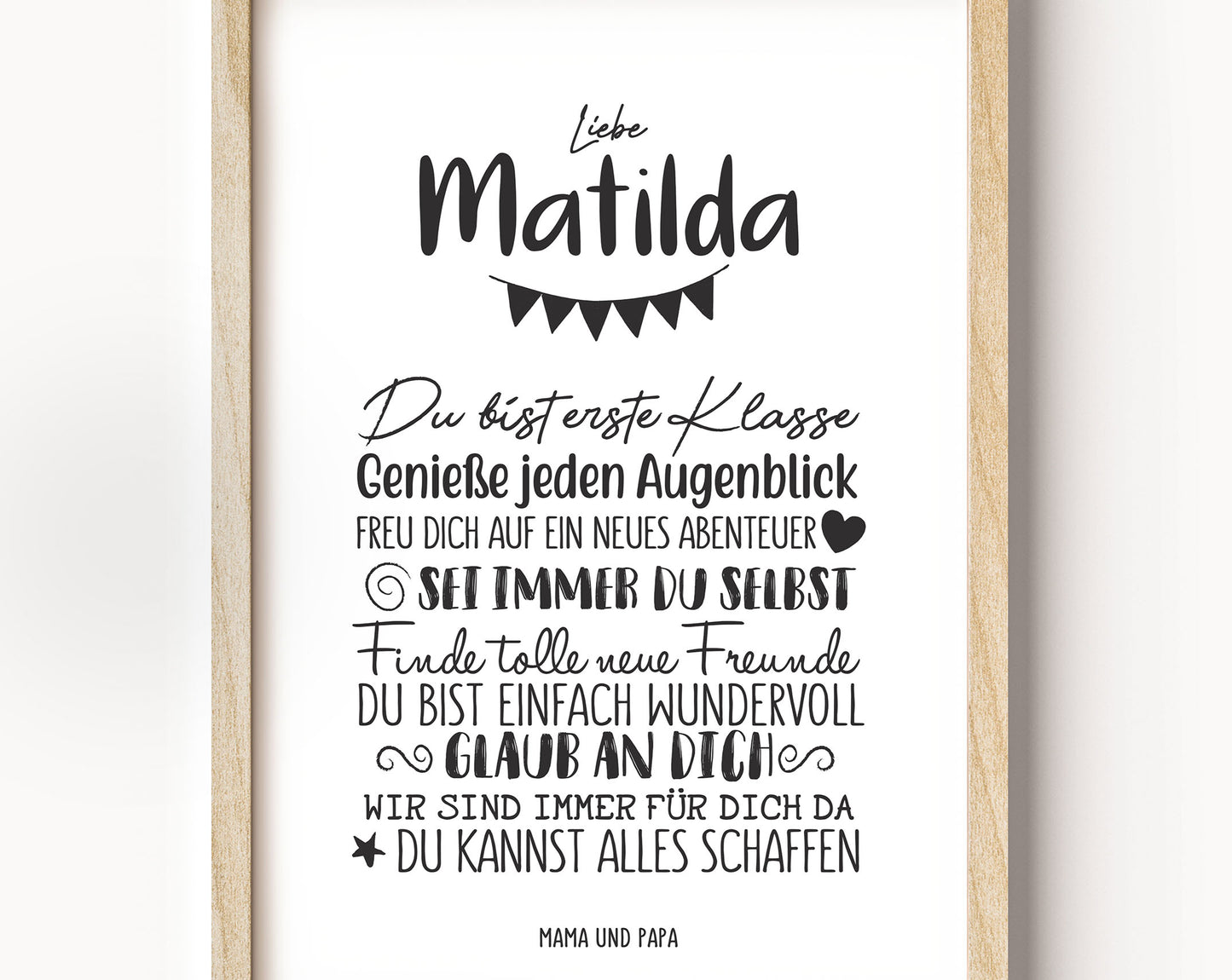 Personalisiertes Geschenk zum Schulanfang, Minimalistisch, Poster mit Sprüchen für's Schulkind