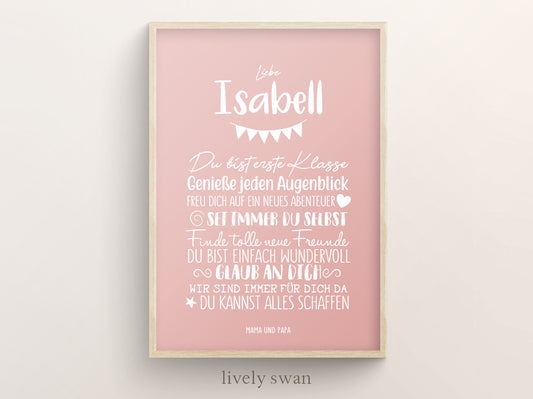Personalisiertes Geschenk zum Schulanfang, Minimalistisch, Poster mit Sprüchen für's Schulkind 2