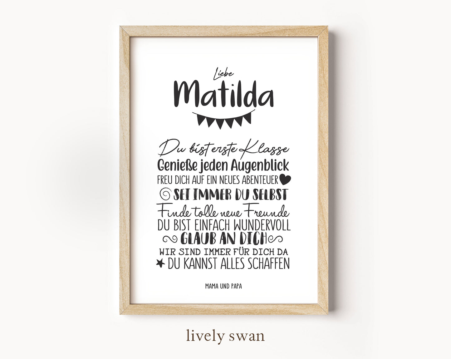 Personalisiertes Geschenk zum Schulanfang, Minimalistisch, Poster mit Sprüchen für's Schulkind