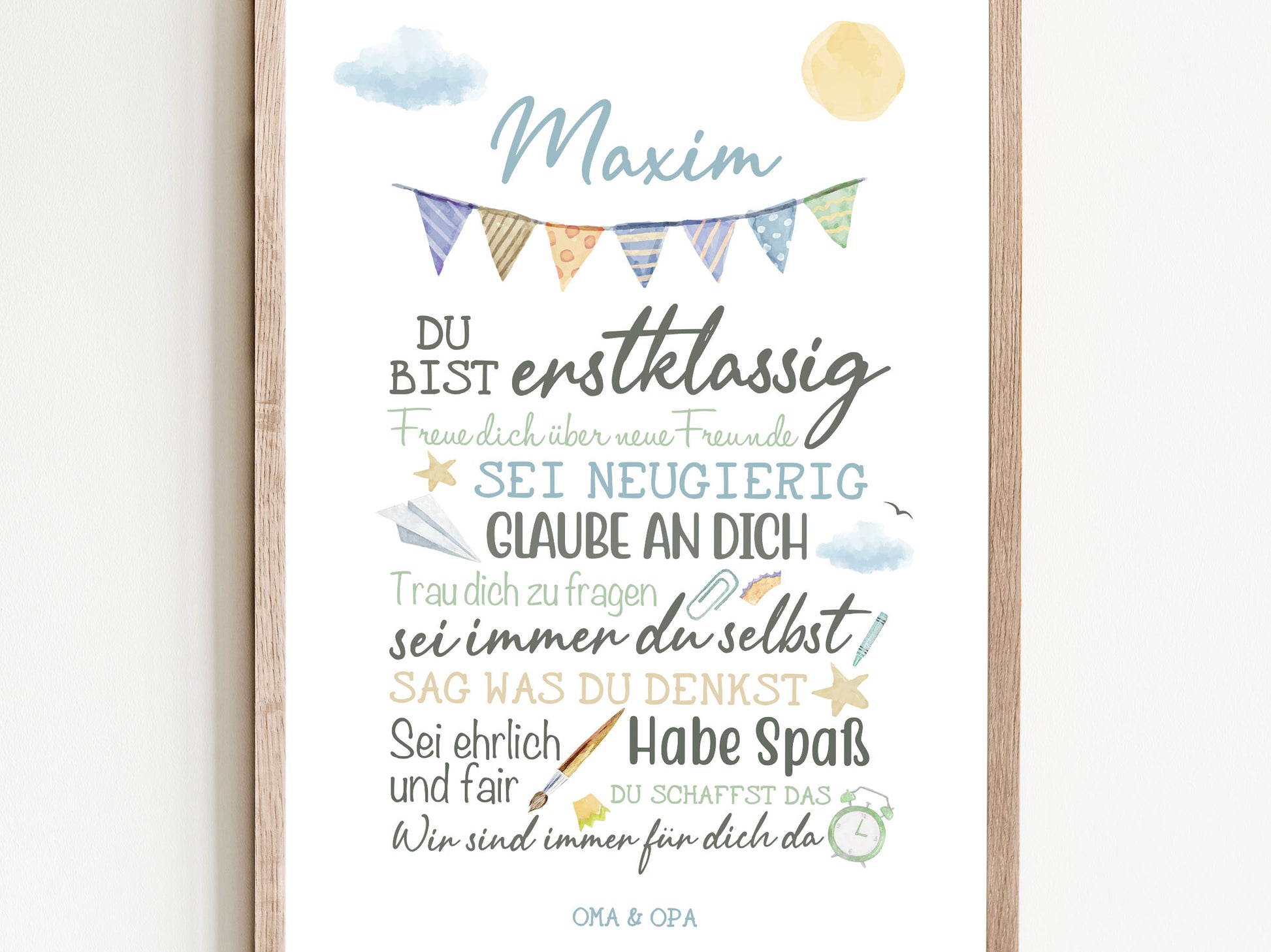 Personalisiertes Geschenk zum Schulanfang, Regenbogen, Poster mit Sprüchen für's Schulkind 5
