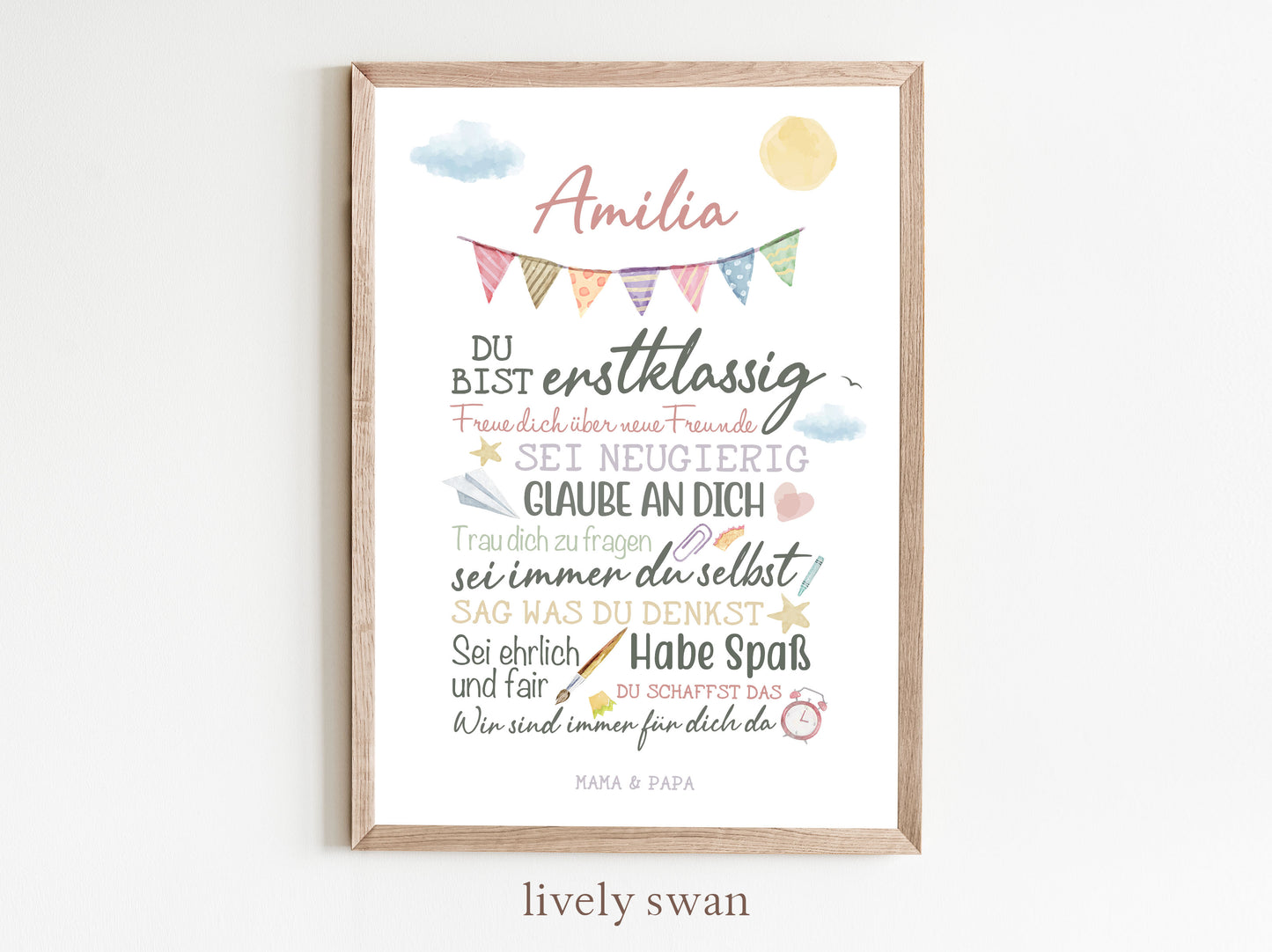 Personalisiertes Geschenk zum Schulanfang, Regenbogen, Poster mit Sprüchen für's Schulkind 5