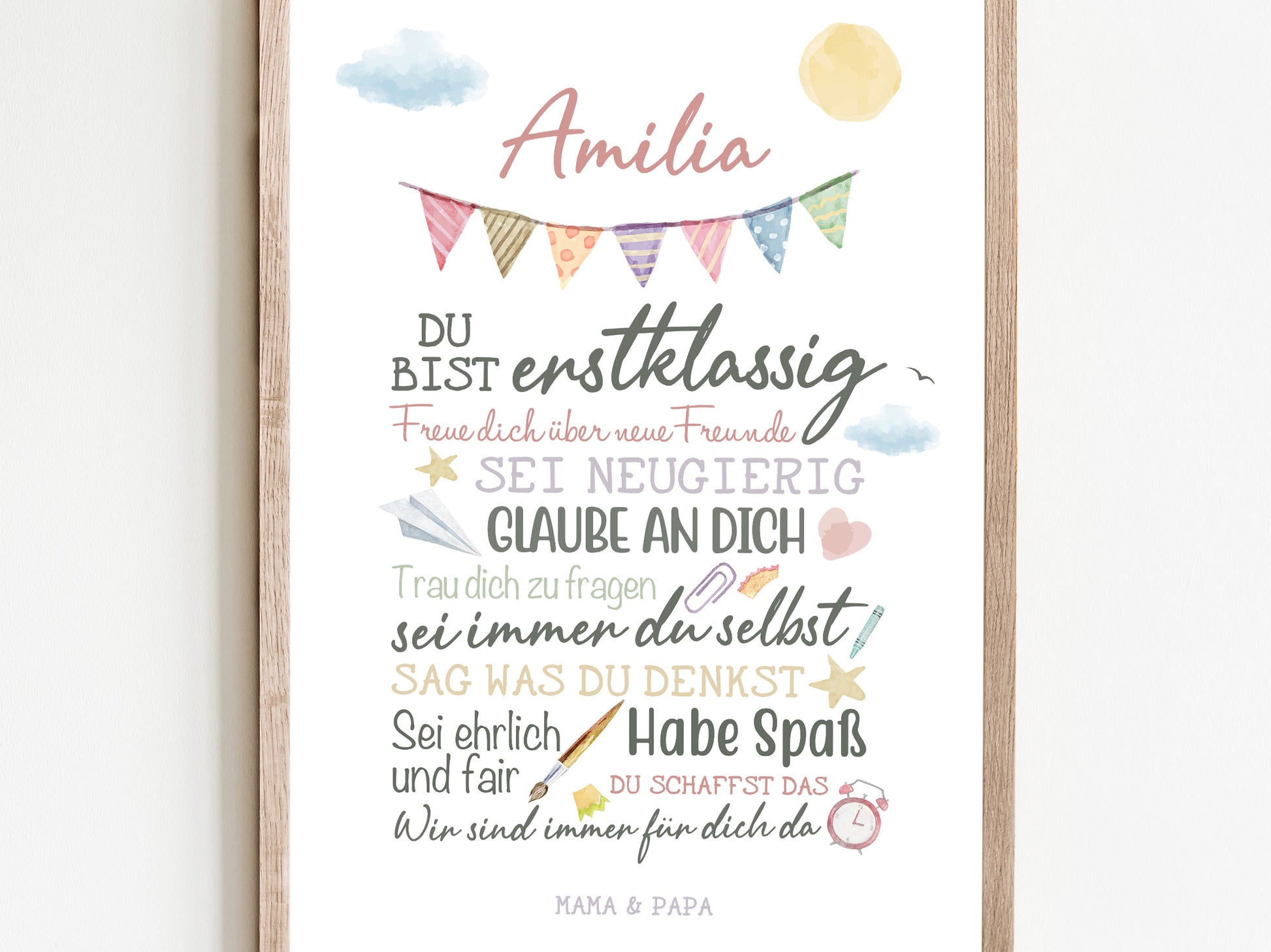 Personalisiertes Geschenk zum Schulanfang, Regenbogen, Poster mit Sprüchen für's Schulkind 5