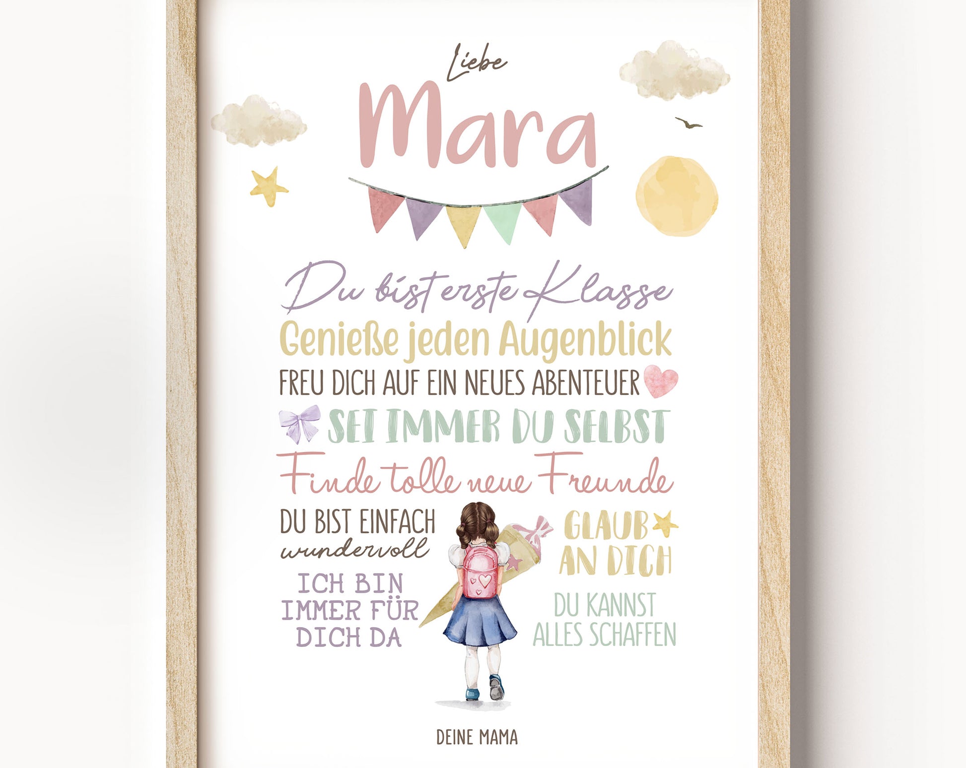 Personalisiertes Geschenk zum Schulanfang, Regenbogen, Poster mit Sprüchen für's Schulkind 2