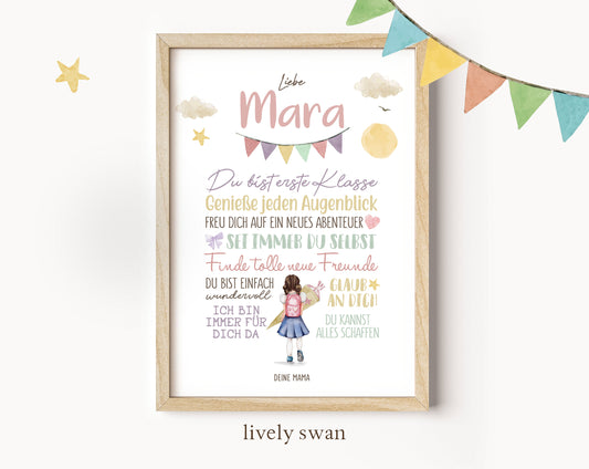Personalisiertes Geschenk zum Schulanfang, Regenbogen, Poster mit Sprüchen für's Schulkind 2
