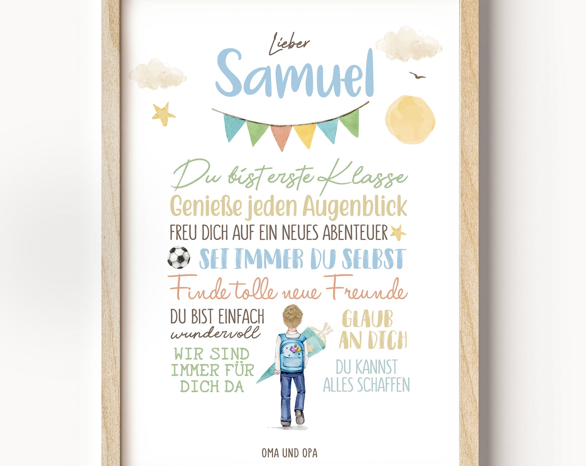 Personalisiertes Geschenk zum Schulanfang, Regenbogen, Poster mit Sprüchen für's Schulkind 2