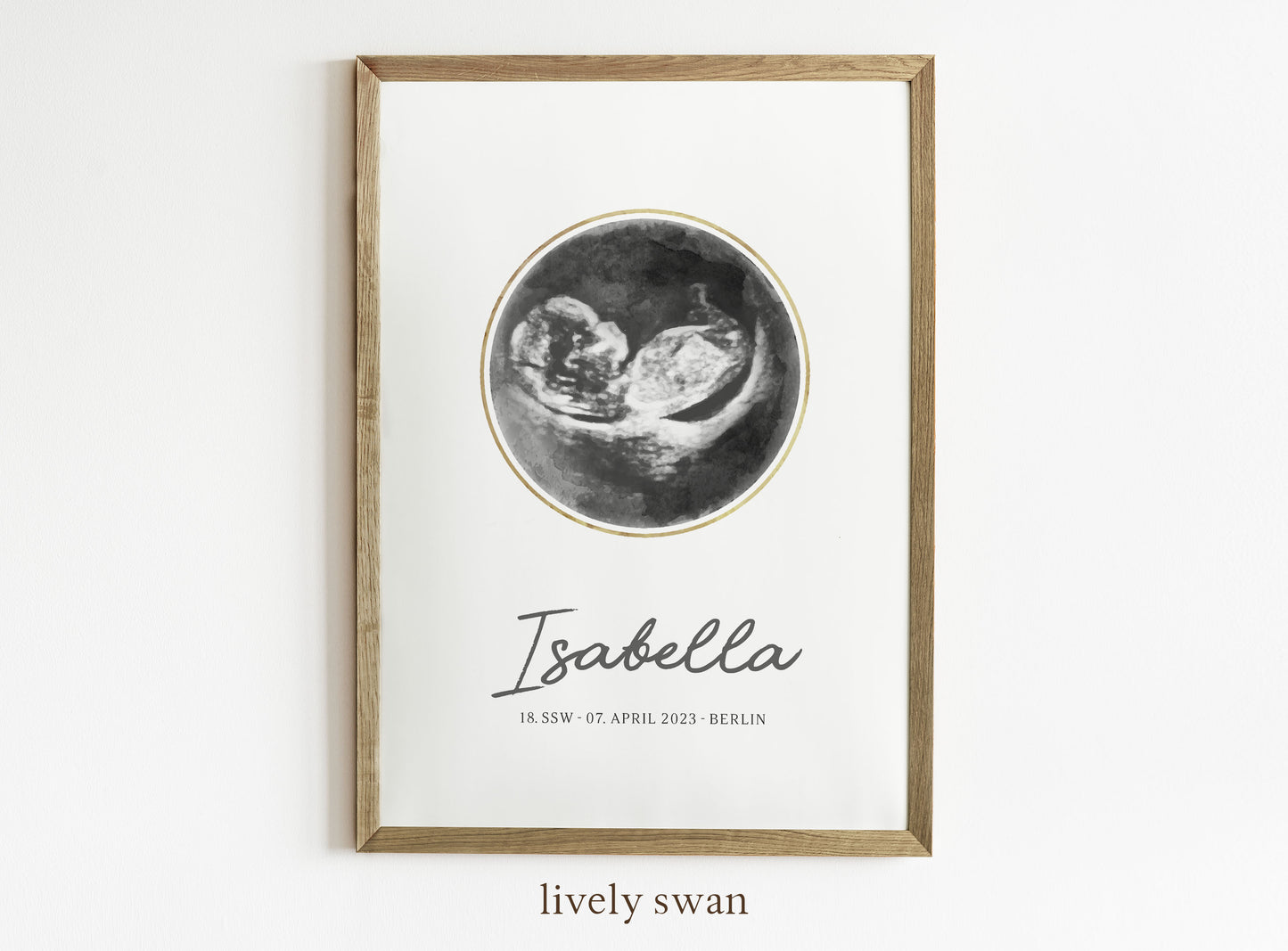 Poster Ultraschallbild personalisiert, Schwangerschaft verkünden, Babyzimmer Poster